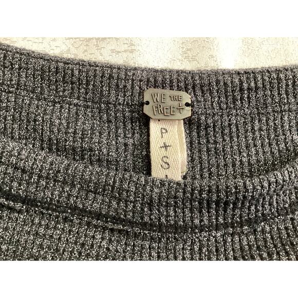 Free people blossom Puff sleeve waffle knit sz SP grey - Picture 5 of 7